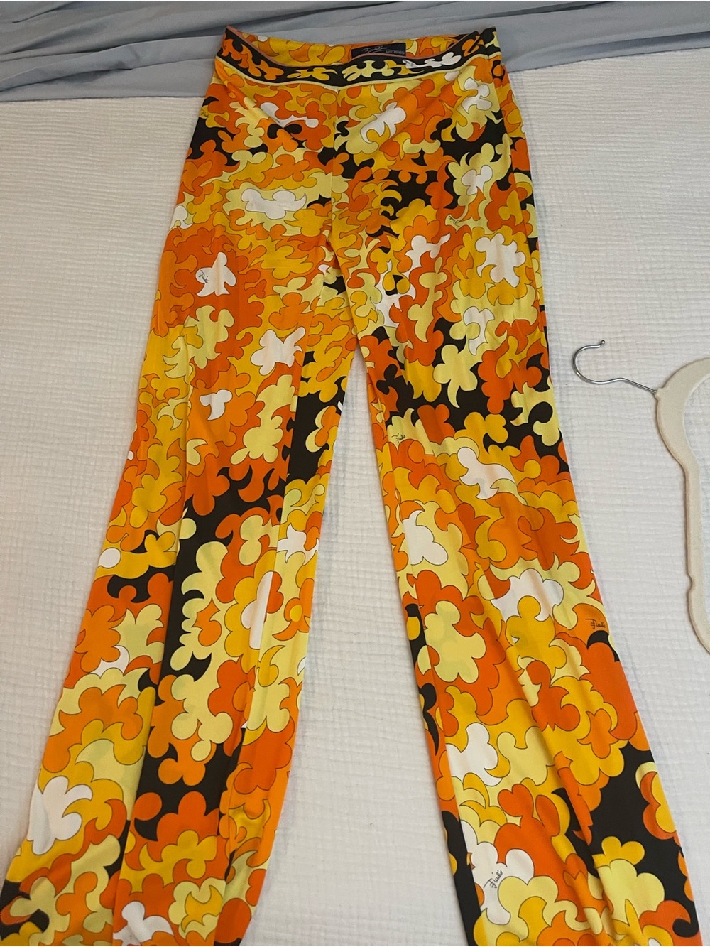 Women's Retro Emilio Pucci Print Wide-Leg Pants - Yellow & Orange